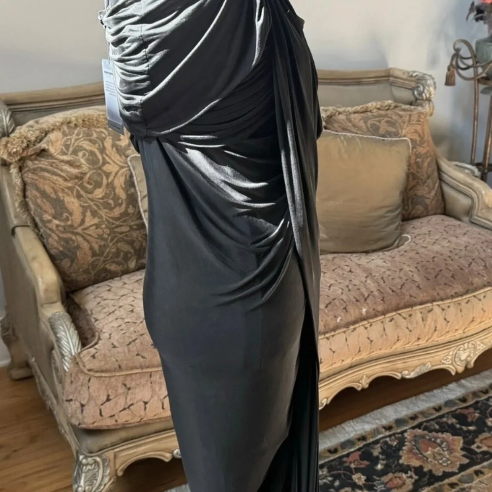 Alexander Wang Black Asymmetrical Draped Dress - Picture 4 of 16